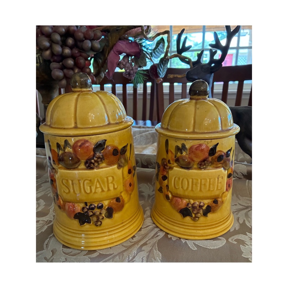 Vintage Los Angeles Potteries 1967 Coffee & Sugar Canister Set Collectable 2pc